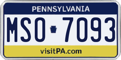 PA license plate MSO7093