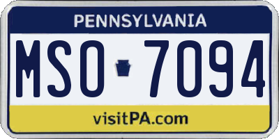 PA license plate MSO7094