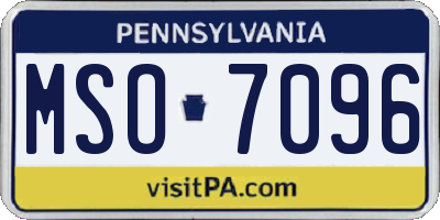 PA license plate MSO7096