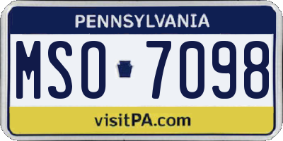 PA license plate MSO7098