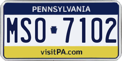 PA license plate MSO7102