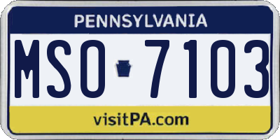 PA license plate MSO7103