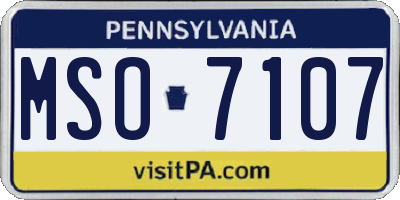 PA license plate MSO7107