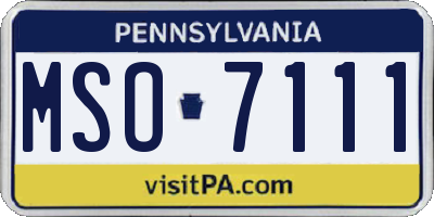 PA license plate MSO7111