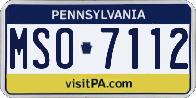 PA license plate MSO7112