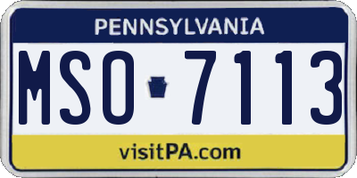 PA license plate MSO7113