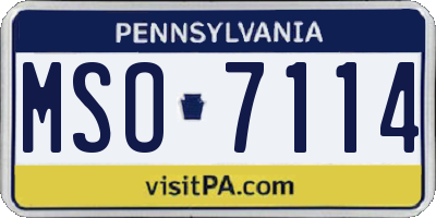 PA license plate MSO7114