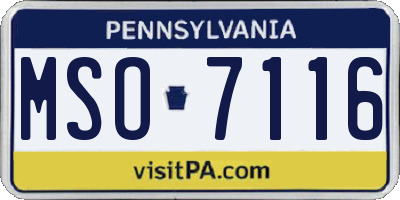 PA license plate MSO7116