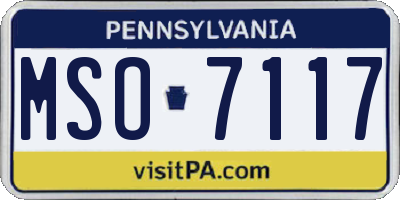 PA license plate MSO7117
