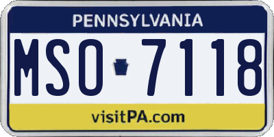 PA license plate MSO7118
