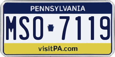 PA license plate MSO7119