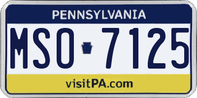 PA license plate MSO7125