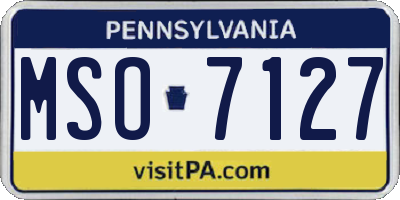 PA license plate MSO7127