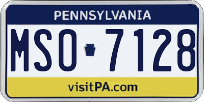 PA license plate MSO7128