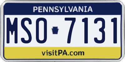 PA license plate MSO7131