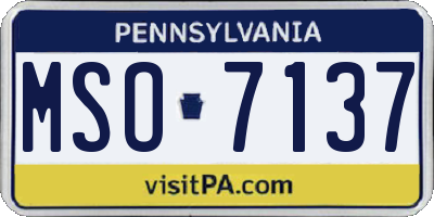 PA license plate MSO7137