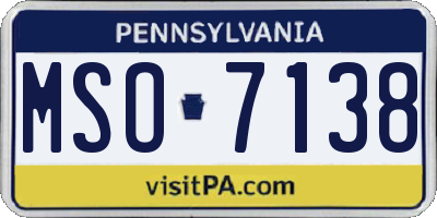 PA license plate MSO7138