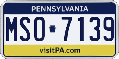 PA license plate MSO7139
