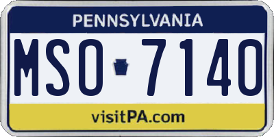 PA license plate MSO7140