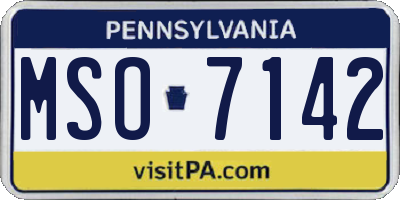 PA license plate MSO7142