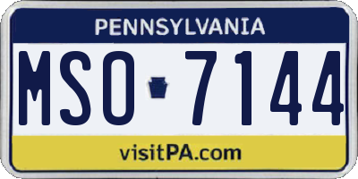 PA license plate MSO7144