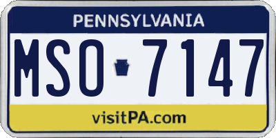 PA license plate MSO7147