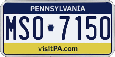 PA license plate MSO7150