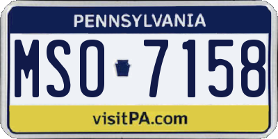 PA license plate MSO7158
