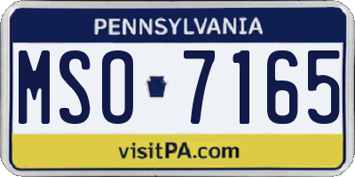 PA license plate MSO7165