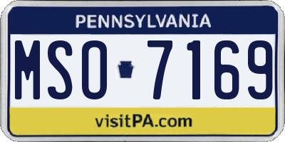 PA license plate MSO7169
