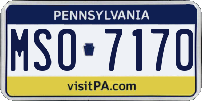 PA license plate MSO7170