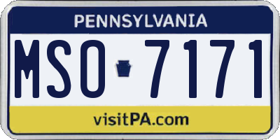 PA license plate MSO7171