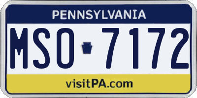 PA license plate MSO7172