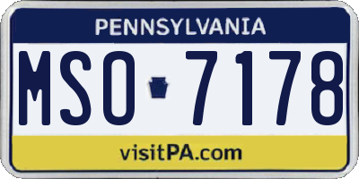 PA license plate MSO7178