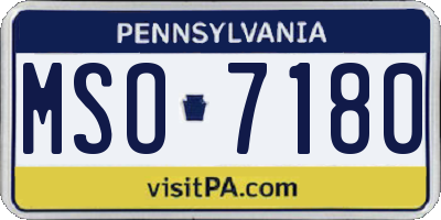 PA license plate MSO7180