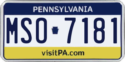 PA license plate MSO7181