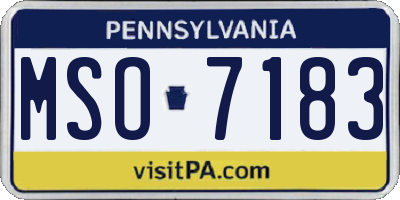 PA license plate MSO7183