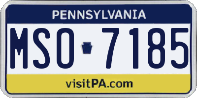 PA license plate MSO7185