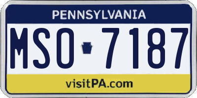 PA license plate MSO7187