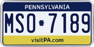 PA license plate MSO7189