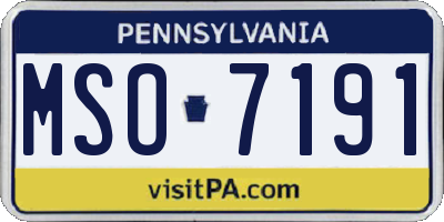PA license plate MSO7191