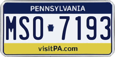 PA license plate MSO7193