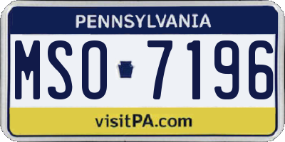 PA license plate MSO7196