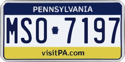 PA license plate MSO7197