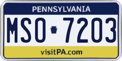 PA license plate MSO7203