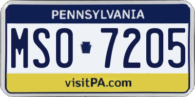 PA license plate MSO7205