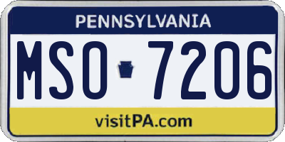 PA license plate MSO7206