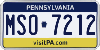 PA license plate MSO7212