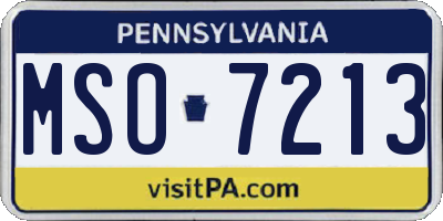 PA license plate MSO7213