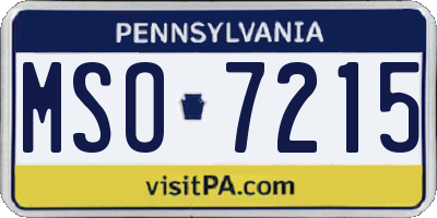 PA license plate MSO7215